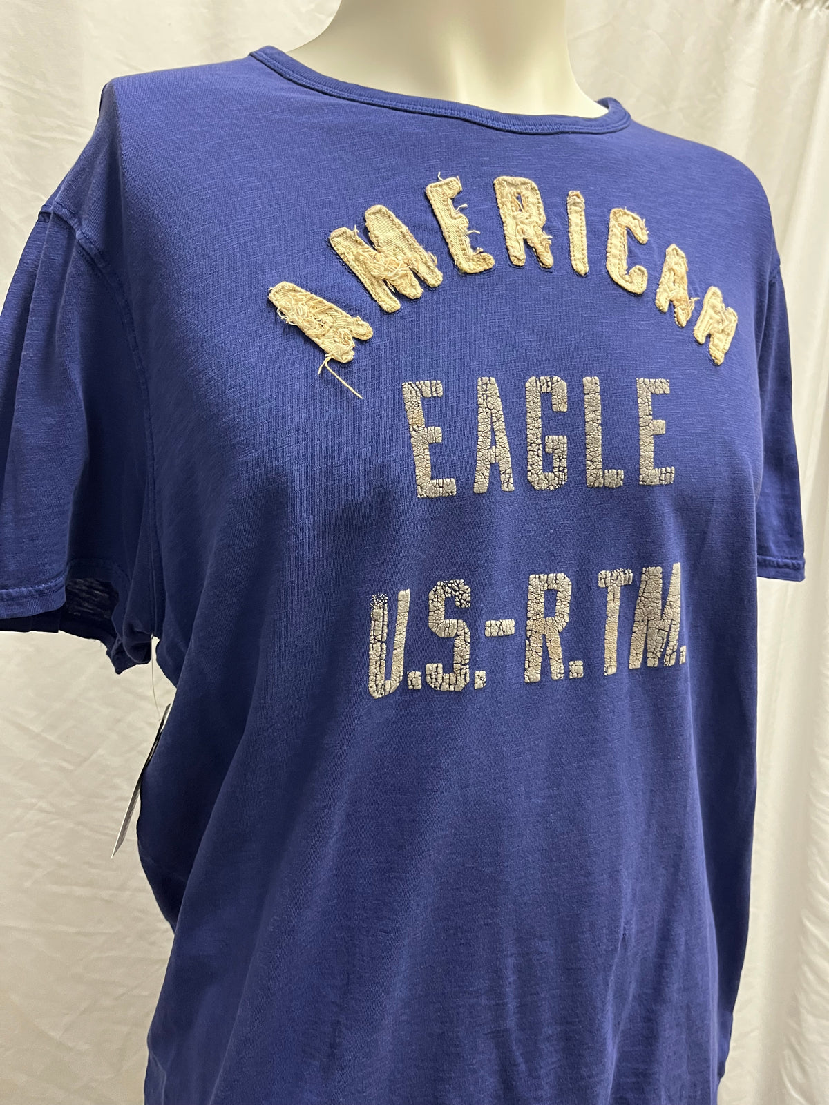 L - American Eagle Y2K Blue Applique Tee