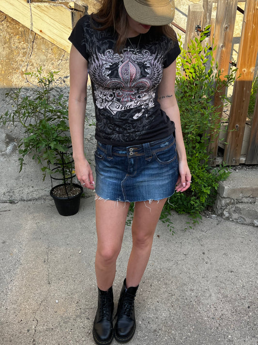 S - Bongo Y2K Sequin Denim Mini Skirt