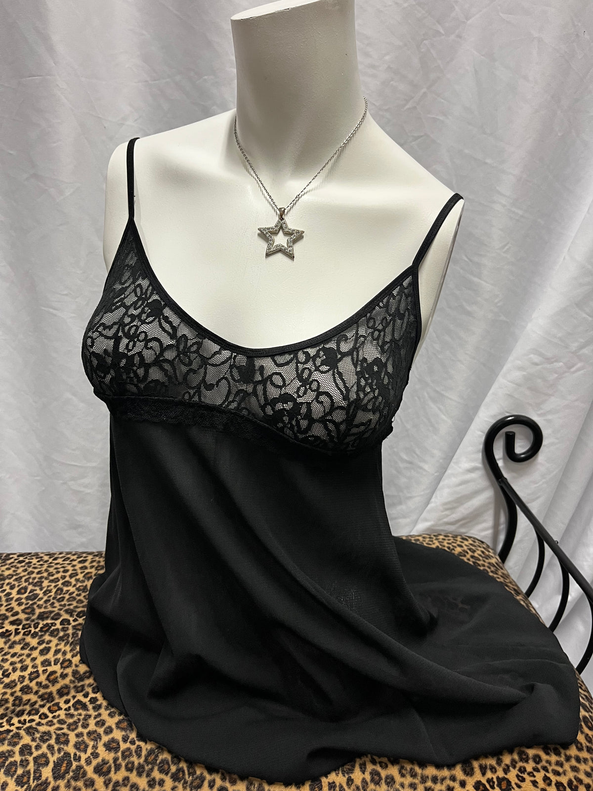 M - Victoria's Secret Black Lace Detail Slip Cami
