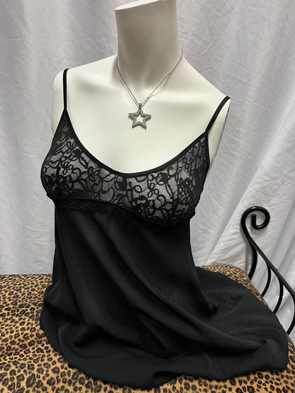 M - Victoria's Secret Black Lace Detail Slip Cami