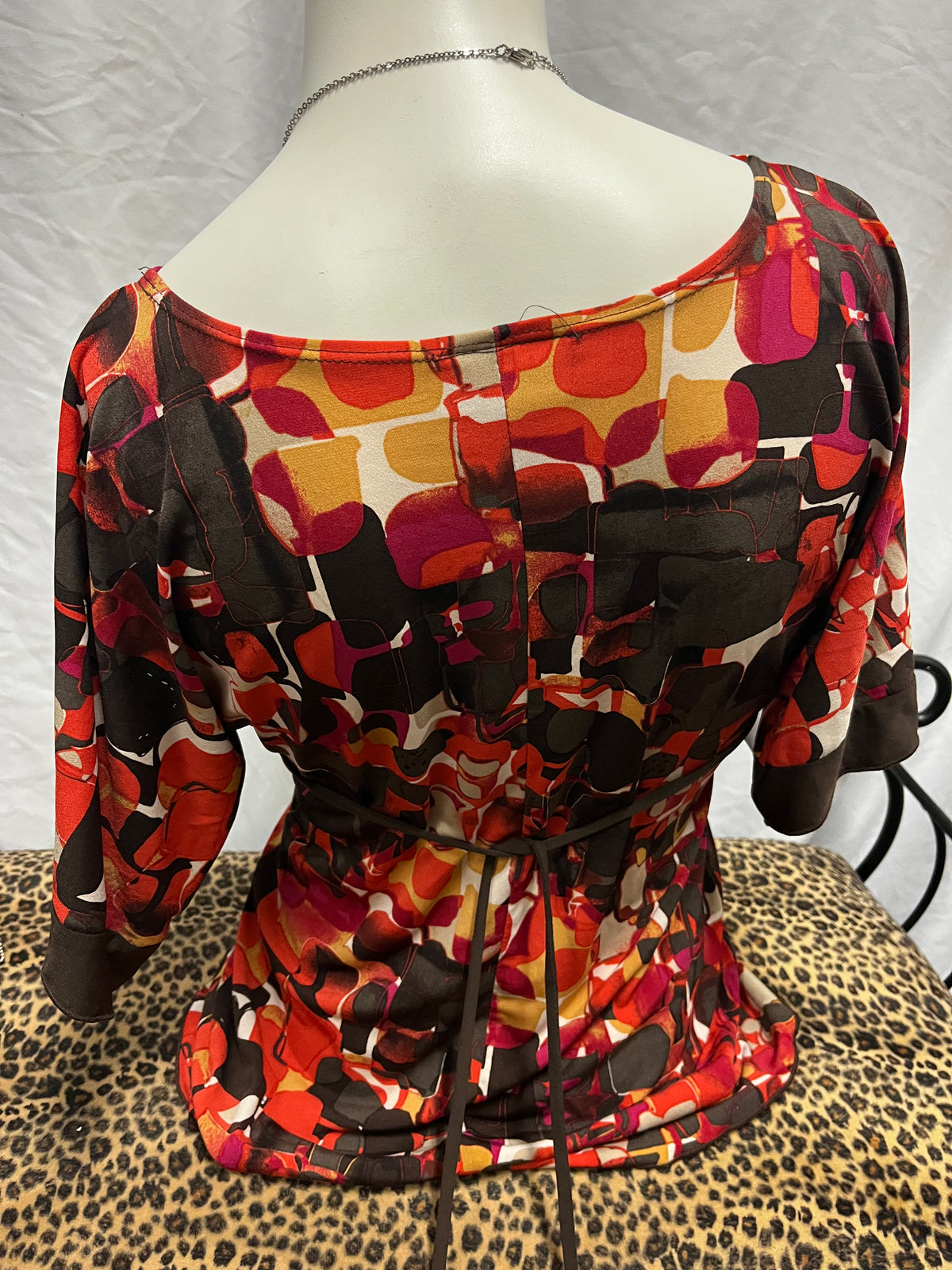 M - Byline Y2K Patterned Tie Back Blouse