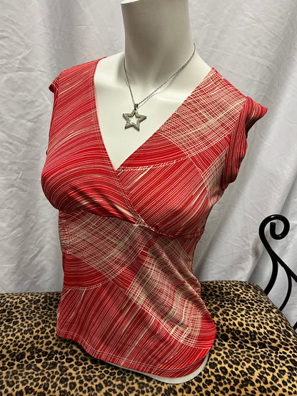 S/M - Charlotte Russe Y2K Red Patterned Tie Blouse