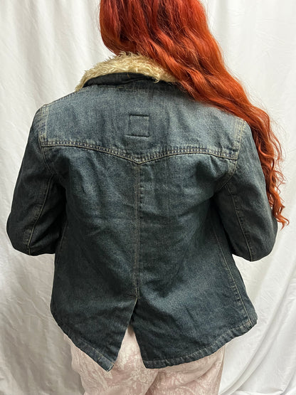 M - Esprit Y2K Faux Fur Lined Heavy Denim Jacket