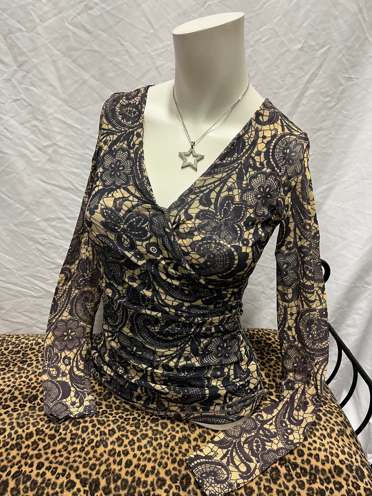 S - Sweet Pea 2000s Patterned Mesh Top