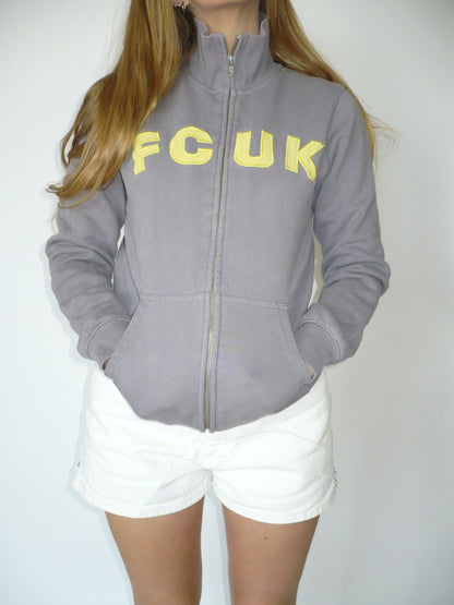 FCUK Y2K Gray + Yellow Zip-Up