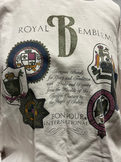 L - Bonjour 90s Royal Emblems Graphic Sweatshirt
