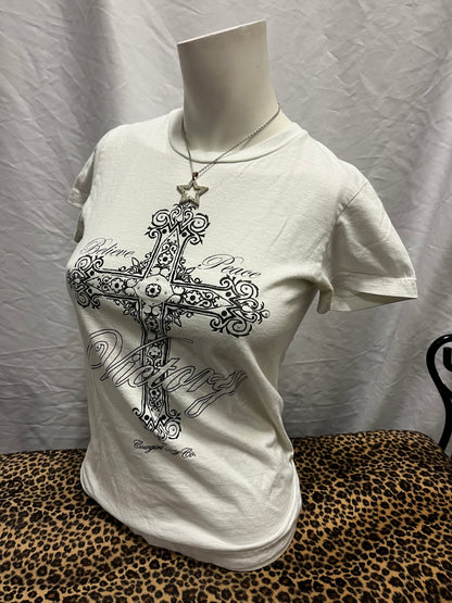 S - Cowgirl Tuff Y2K Victory Cross Graphic Top