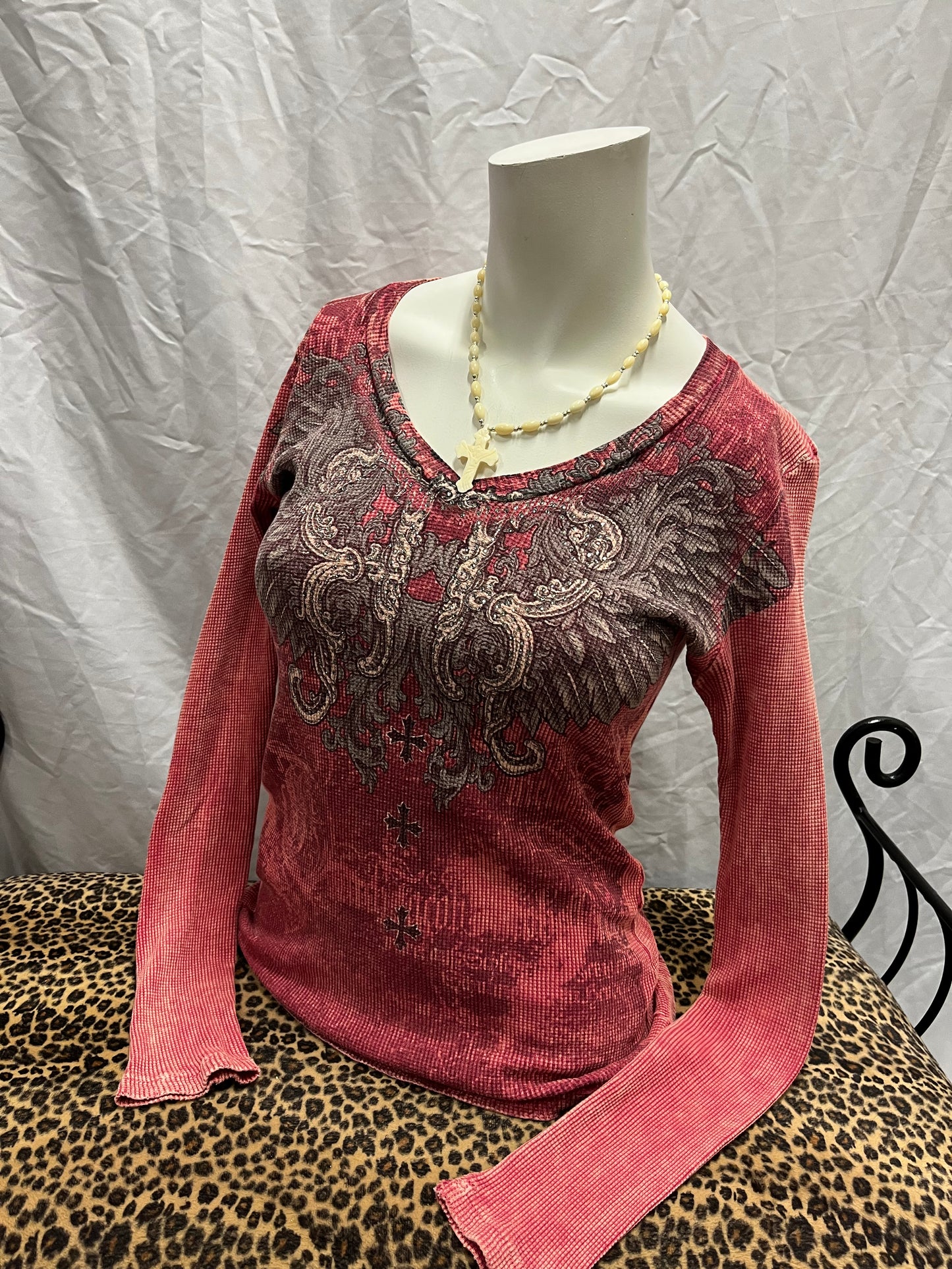 M - Red Y2K Gothic Rhinestone Graphic Thermal