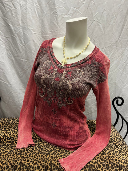 M - Red Y2K Gothic Rhinestone Graphic Thermal