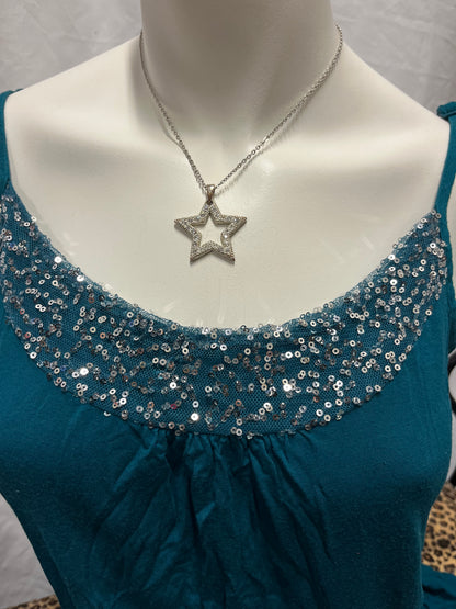 L - Studio Y 2000s Teal Sequin Detail Cami Top