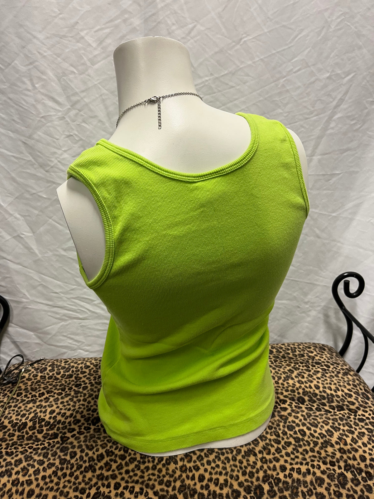 L - Cabo Y2K Green Rhinestone Graphic Tank Top