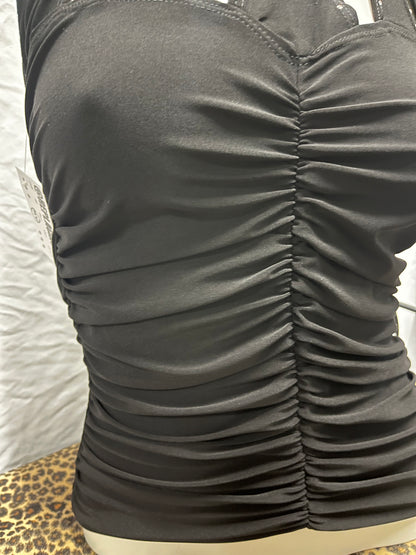 S - Vizio Y2K Cutout + Rhinestone Halter Top