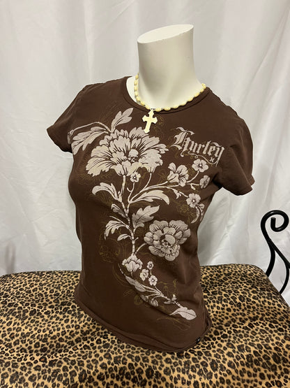 S - Hurley 2000s Floral Graphic Top