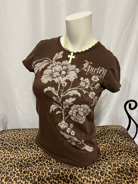 S - Hurley 2000s Floral Graphic Top