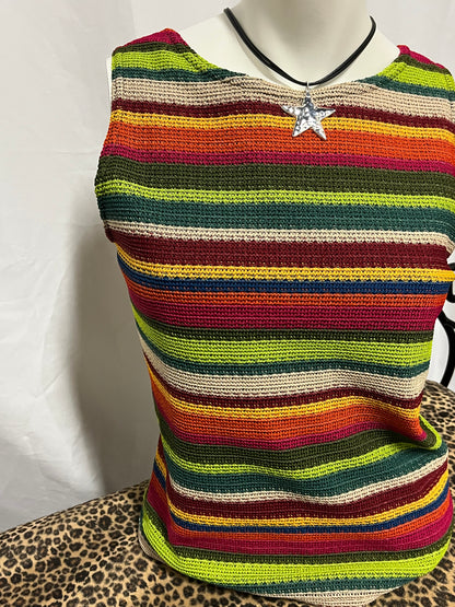 L - Ricki's 90s Striped Textured Tank Top