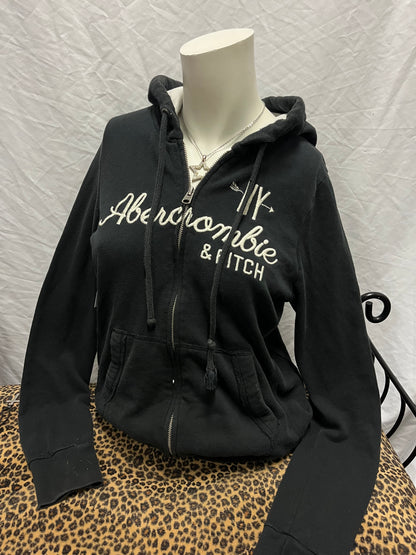L - Abercrombie & Fitch Y2K Script Black Zip Hoodie