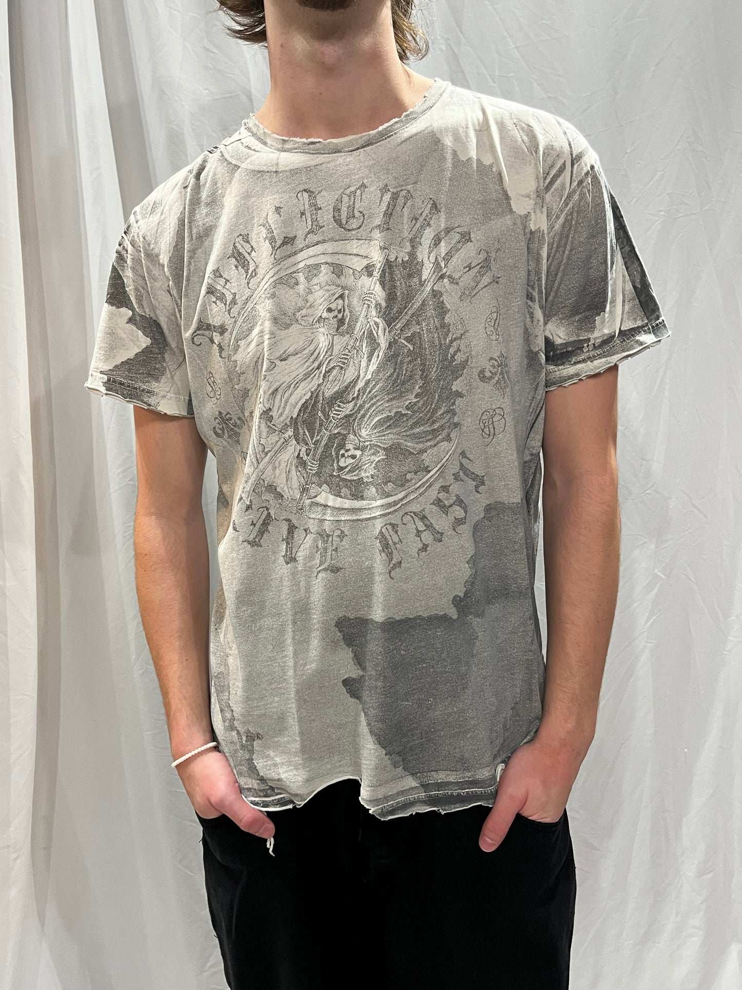 XXL - Affliction 2000s Skull Graphic Distressed Tee