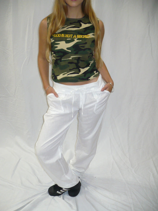 S - LVER Aqua Linen Wide Leg Pant