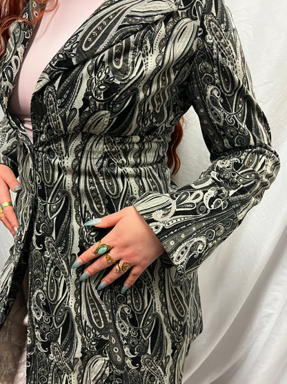 M - Bisou Bisou 2000s Paisley Tie Midi Coat
