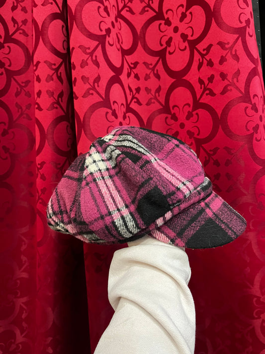 Hat - 2000s Pink Plaid Pageboy