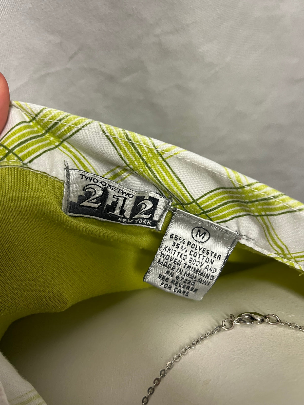 M - 212 Y2K Green Plaid Collared Blouse