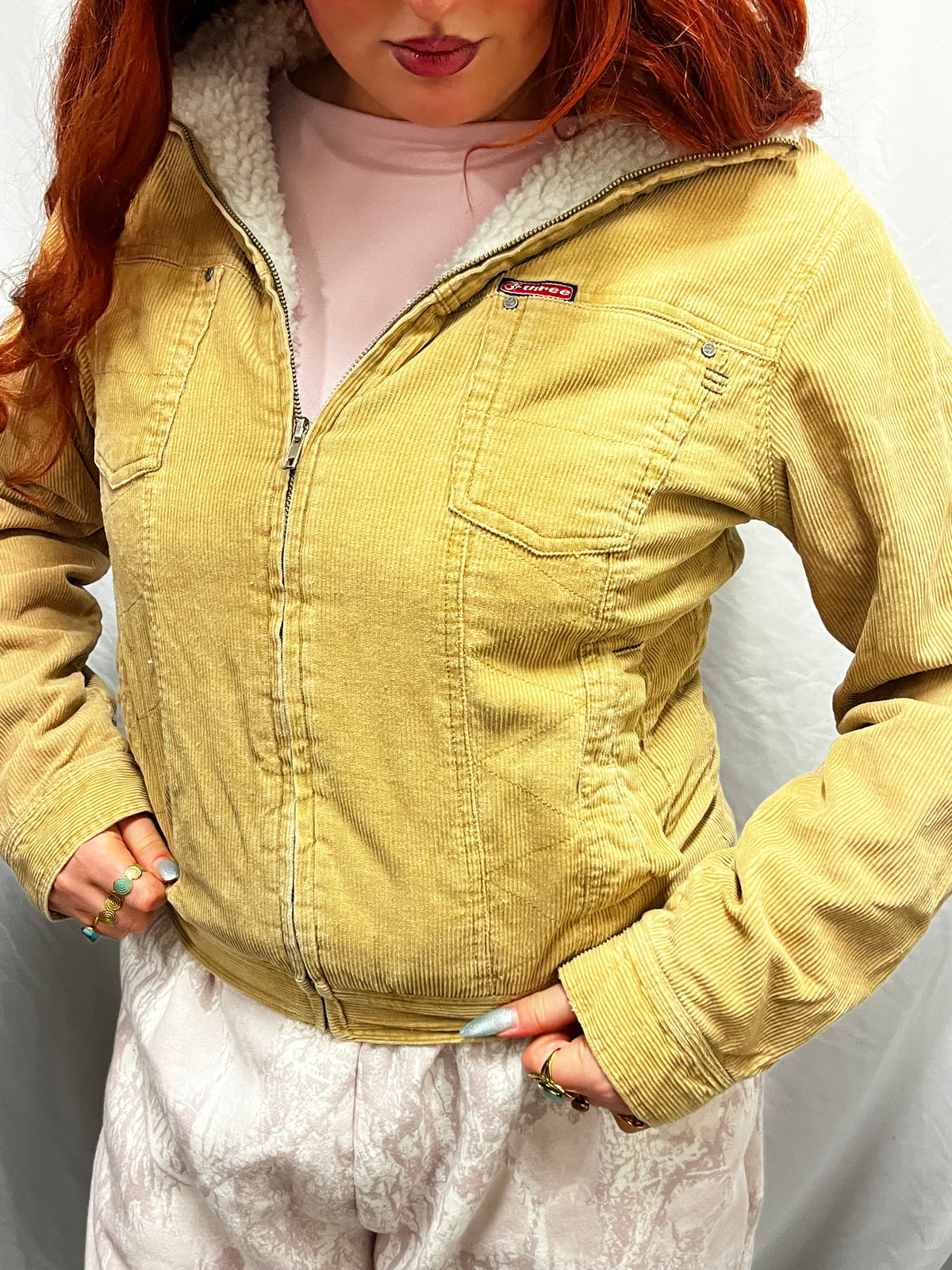 M - Three Clothing Y2K Corduroy Sherpa Lined Zip Jacket