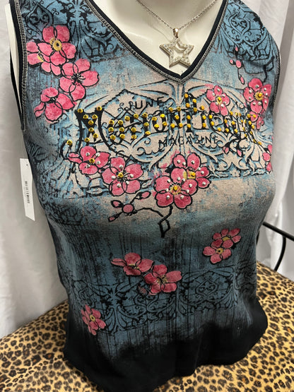 L - Skinny Minnie Y2K Rhinestone Graphic Top
