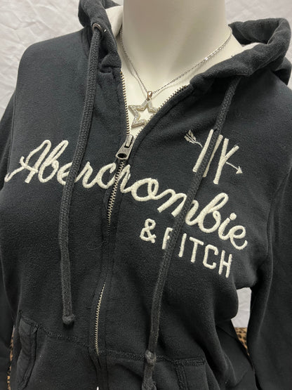 L - Abercrombie & Fitch Y2K Script Black Zip Hoodie