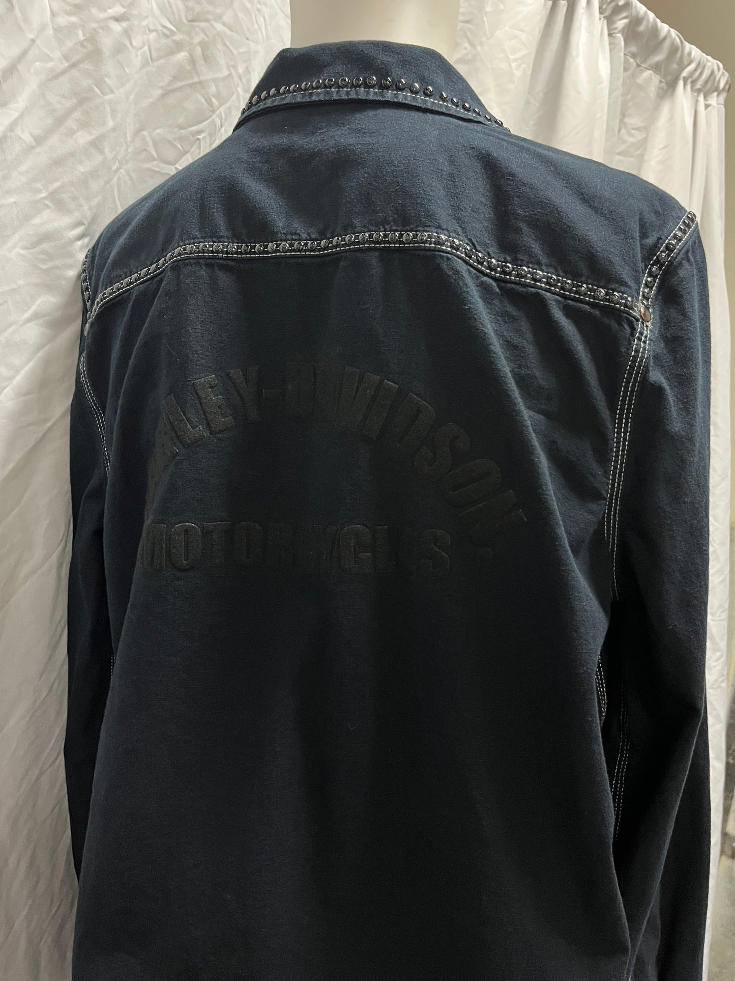 XL - Harley Davidson Studs + Patches Button Down