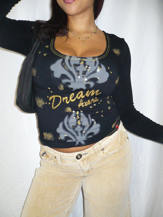 XS - Axara Sequin All-Over Graphic Top