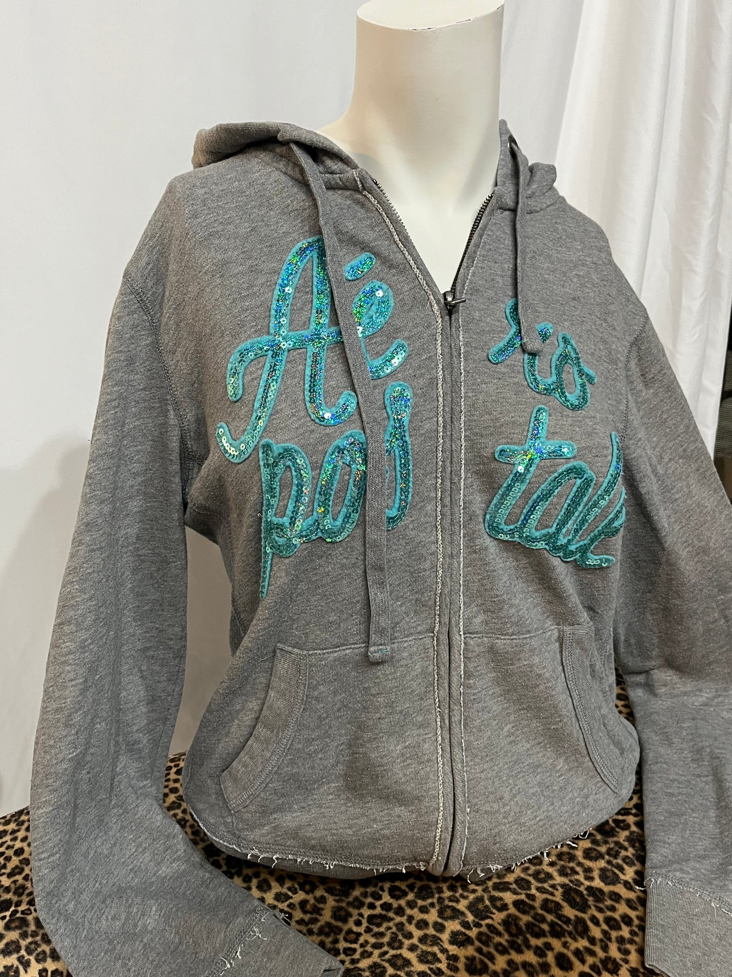 L - Aeropostale 2000s Sequin Zip Hoodie
