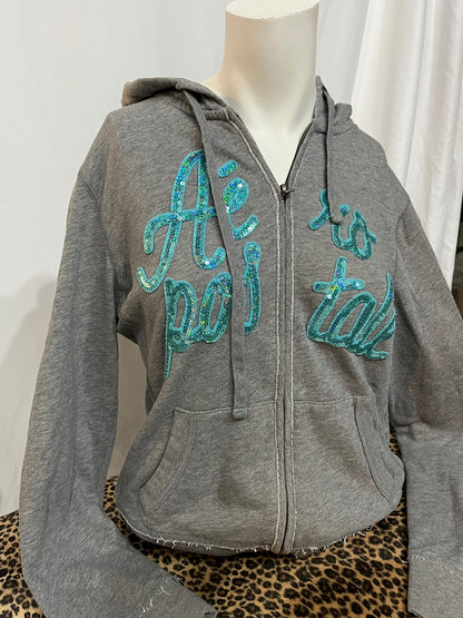 L - Aeropostale 2000s Sequin Zip Hoodie