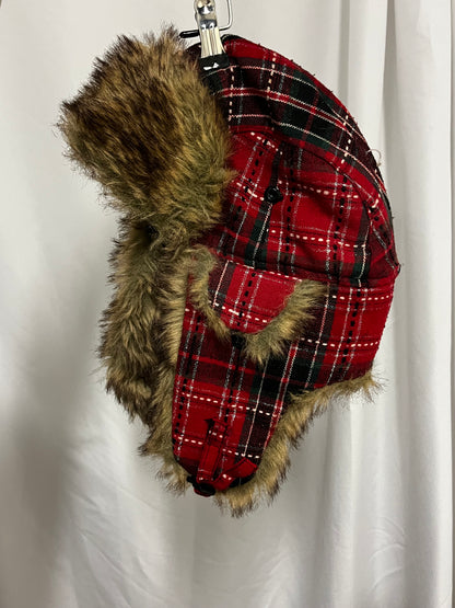 Hat - Y2K Plaid Trapper w/ Faux Fur