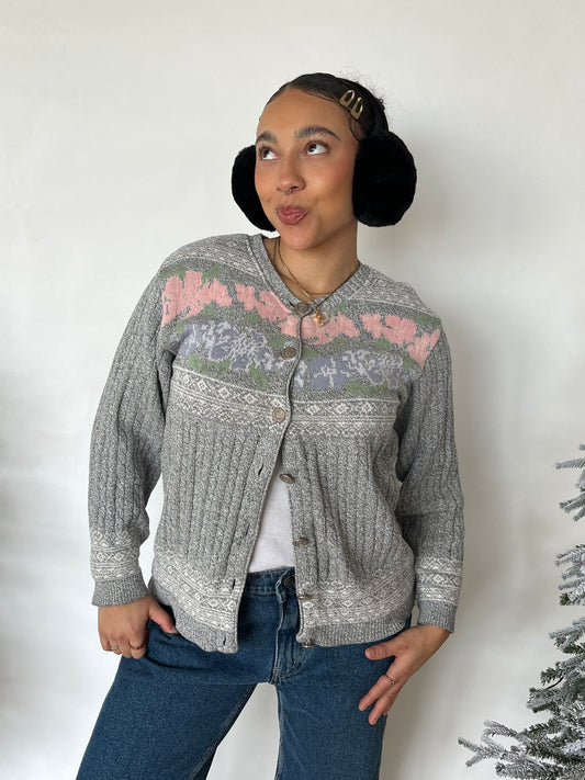 Northern Reflections Knit Floral Cardigan Sweater