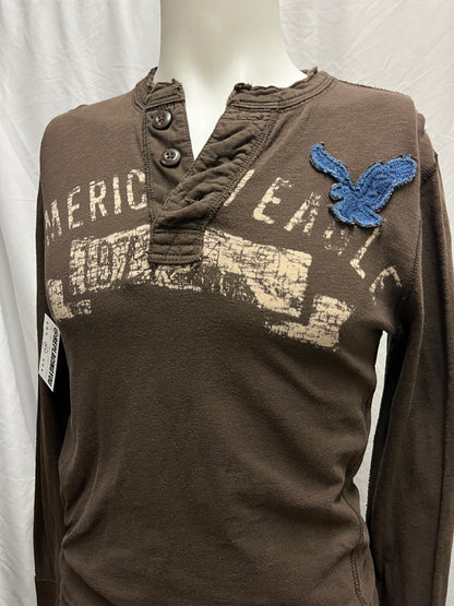 XS - American Eagle Y2K Graphic Henley Long Sleeve