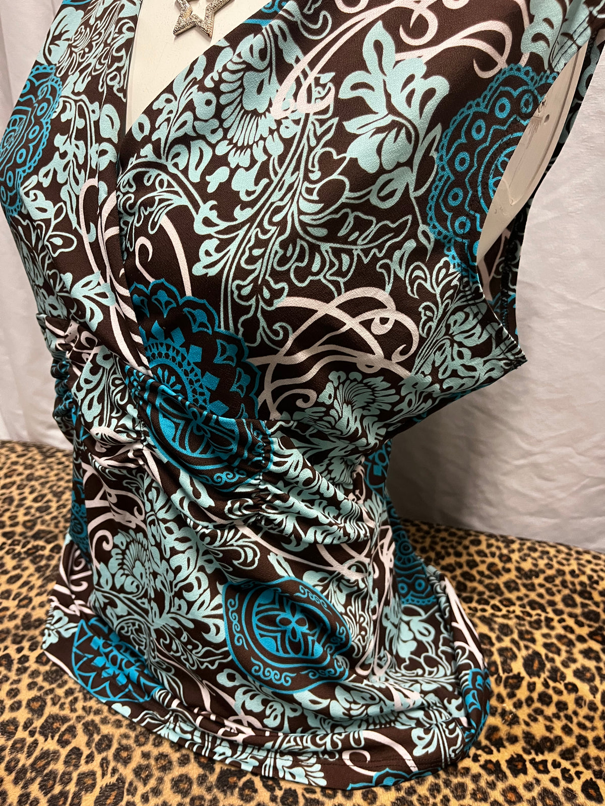 XL - Susan Lawrence Y2K Brown + Blue Sleeveless Top