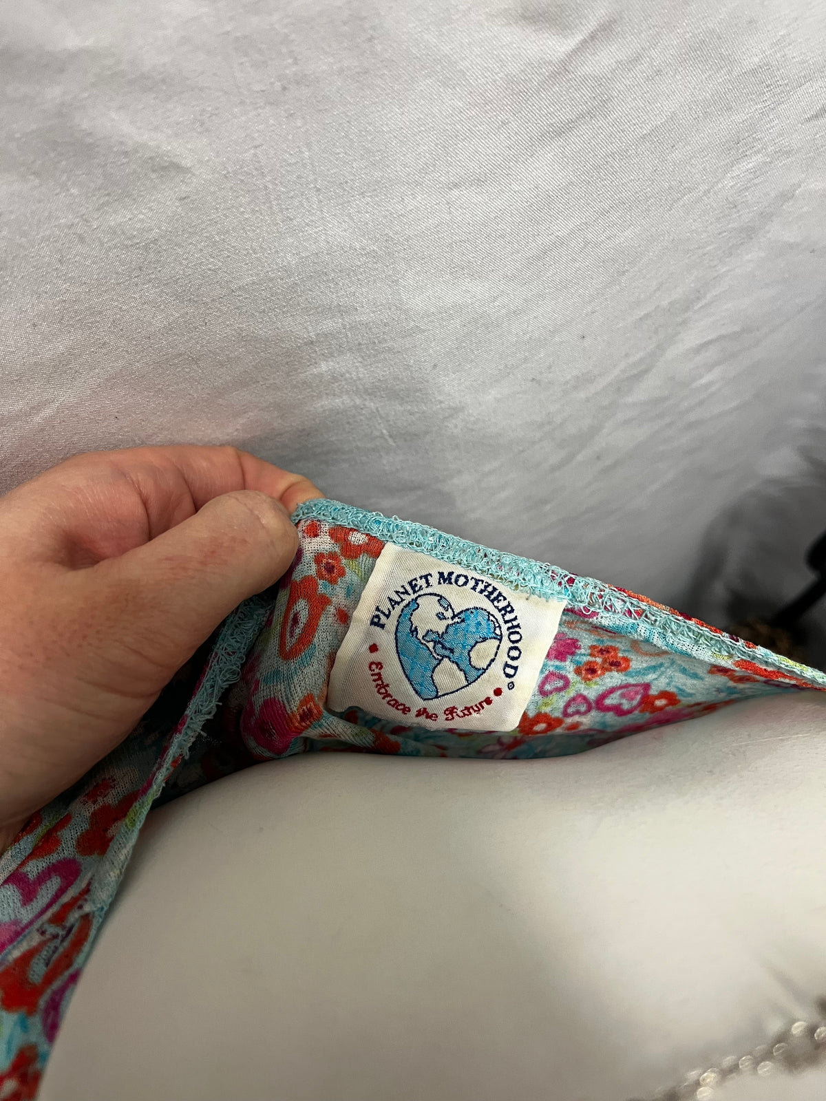 L - 90s Blue Floral Tie-Back Blouse