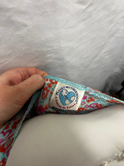 L - 90s Blue Floral Tie-Back Blouse