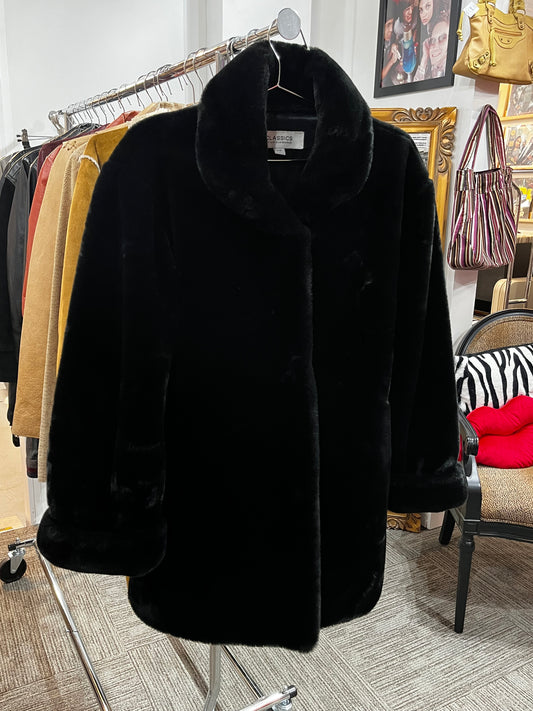 S/M - Liz Claiborne Faux Fur Mid Length Jacket