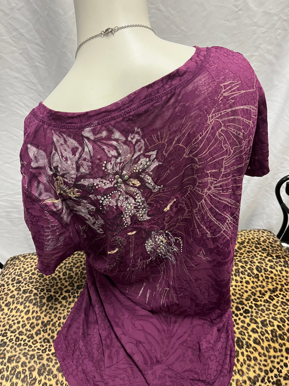 XL - W1 Y2K Purple Rhinestone Gothic Top