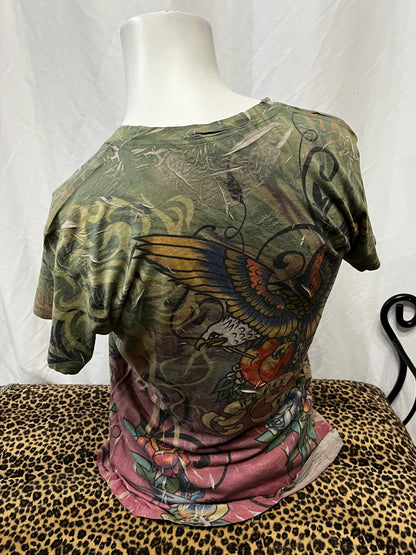 L - Celebrante Y2K AOP Tattoo Graphic Top