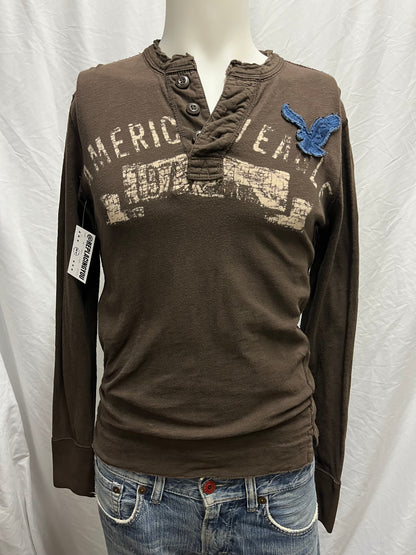 XS - American Eagle Y2K Graphic Henley Long Sleeve