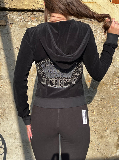 S - Juicy Couture Y2K Debutante Rhinestone Zip Hoodie