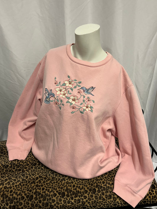 L - Carroll Reed Embroidered Pink Sweatshirt