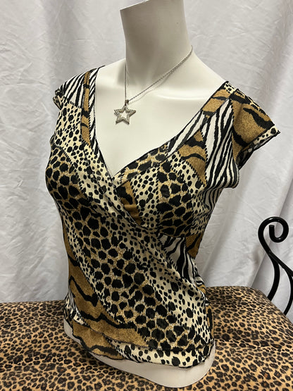 S/M - Have Y2K Animal Print Layered Mesh Top