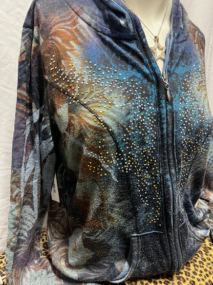XL - Unity Y2K Rhinestone Fairy Knit Zip Hoodie