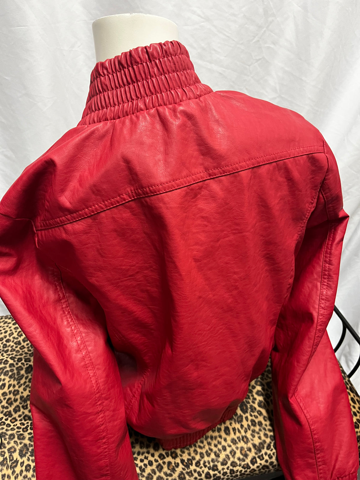L/XL - Suzy Y2K Red Faux Leather Fitted Jacket