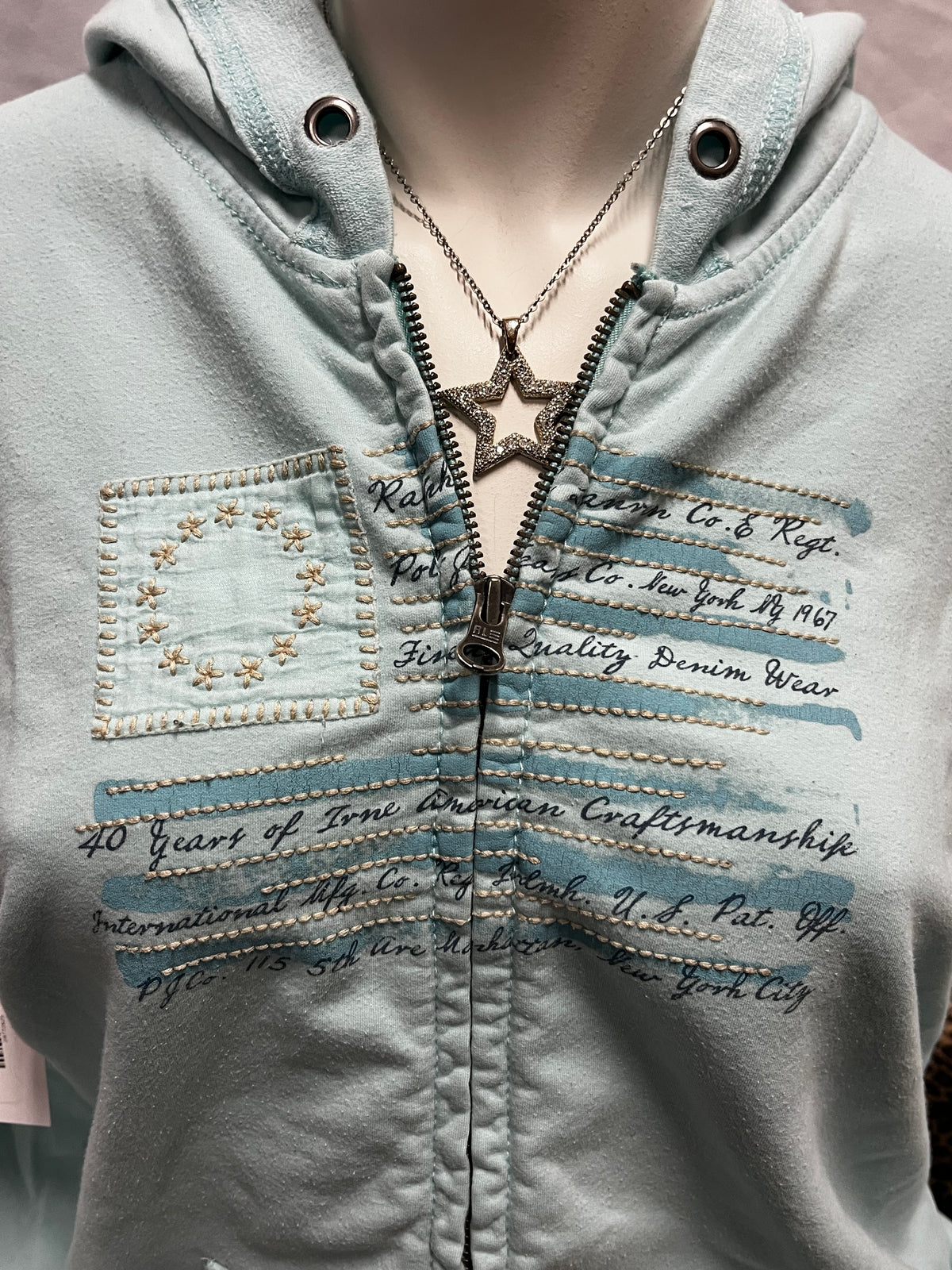 L - Polo Jeans Co. Y2K Blue Flag Zip Hoodie