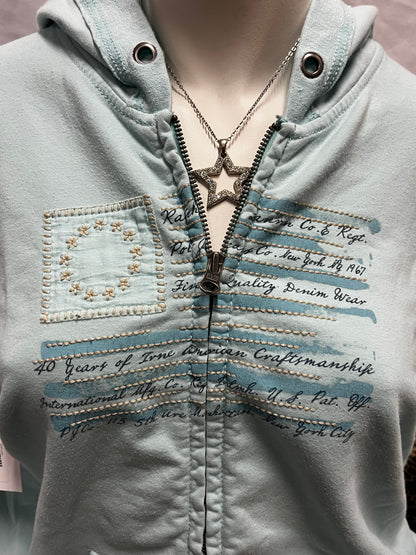 L - Polo Jeans Co. Y2K Blue Flag Zip Hoodie