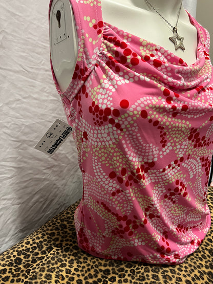 S - I.E. Y2K Pink Patterned Drape Top